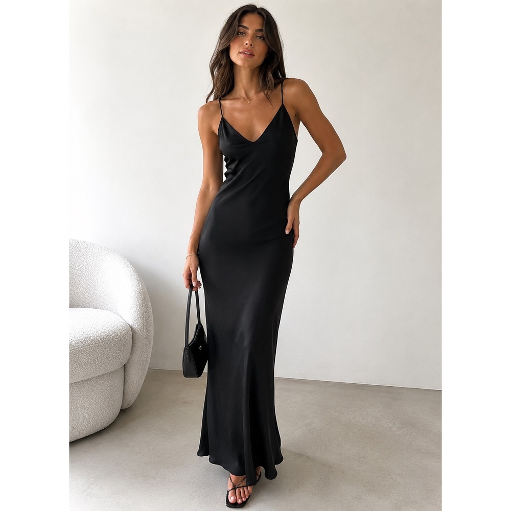 asos black silk dress | Dresses | Asos Slip Maxi Womens Size 2 Wedding 9s Cocktail Lbd Evening 2018 wedding dress back straps Color:Black monochrome Girls' Dresses Love Heart